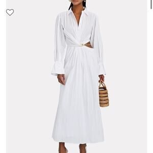 Jonathan Simkhai Fraya Plisse Poplin Cutout Maxi Dress White Size 0 Resort
